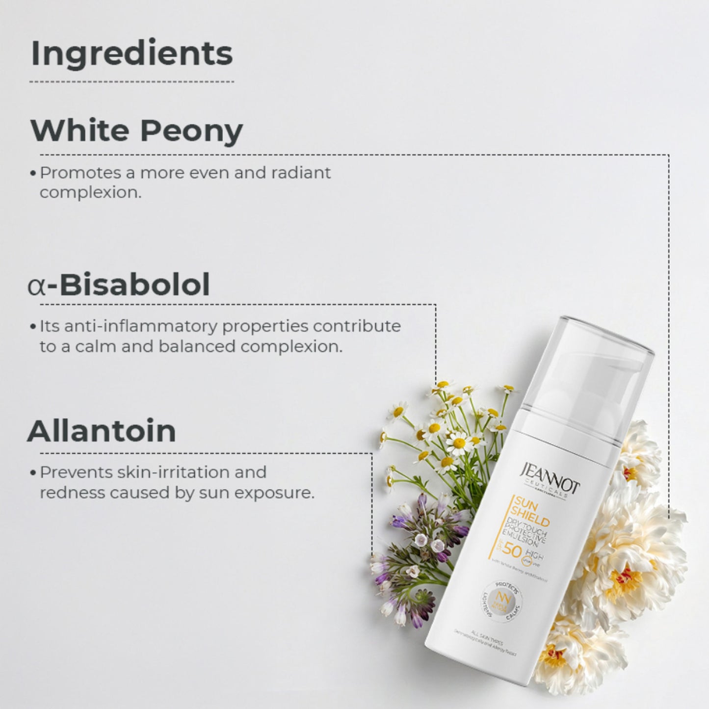 Jeannot Ceuticals Dry Touch Protective Emulsion SPF 50, Non-Greasy Sunscreen for All Skin Types