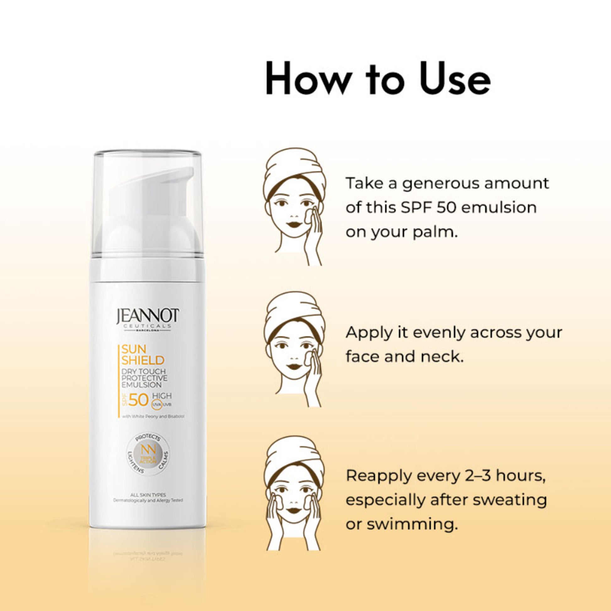 Jeannot Ceuticals Dry Touch Protective Emulsion SPF 50, Non-Greasy Sunscreen for All Skin Types