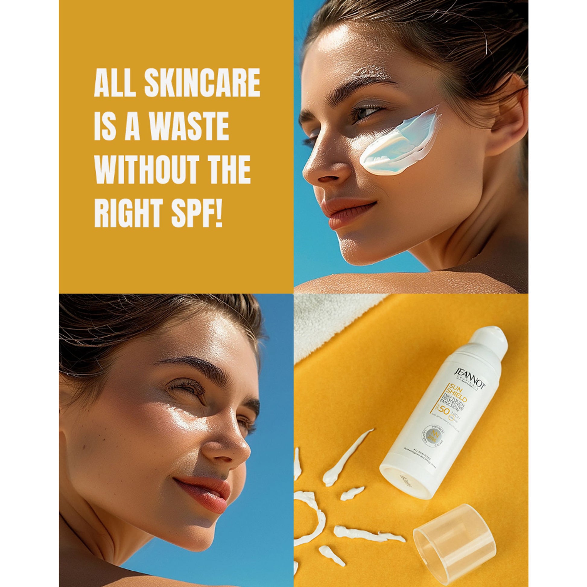 Jeannot Ceuticals Dry Touch Protective Emulsion SPF 50, Non-Greasy Sunscreen for All Skin Types