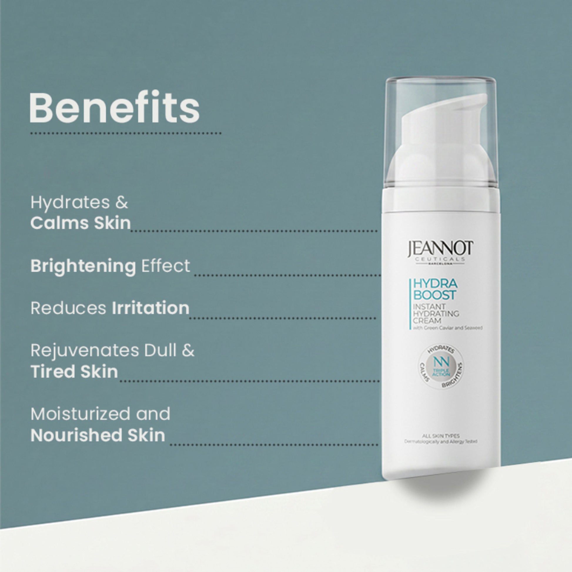Jeannot Ceuticals Instant Hydrating Cream, Deep Moisture Face Cream for Dry & Sensitive Skin