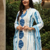 Dhiyona IE Tie And Dye Screen Technique Pure Cotton Kurta With Trousers & Dupatta