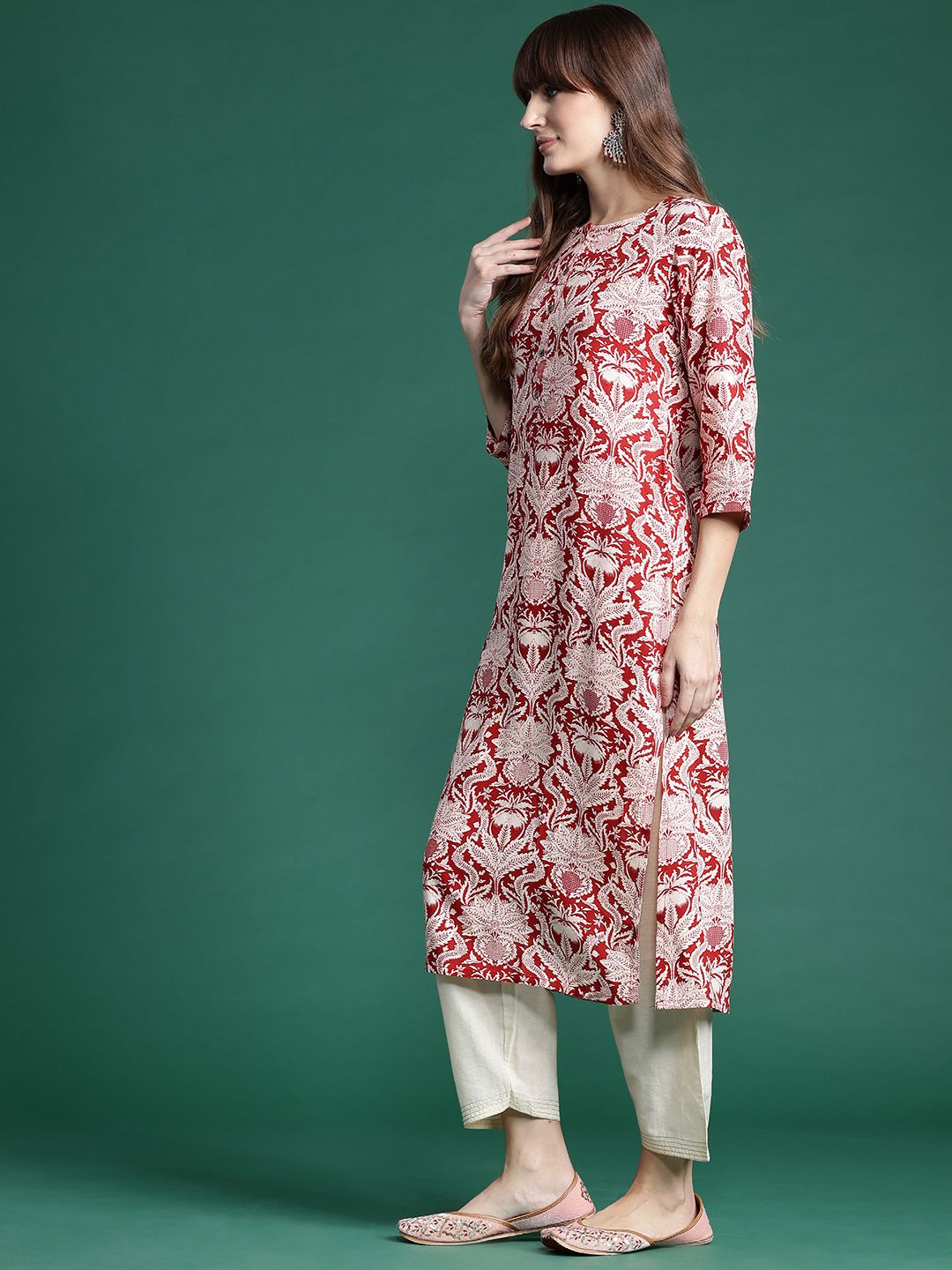 Indyancart IE Floral Printed Kurta