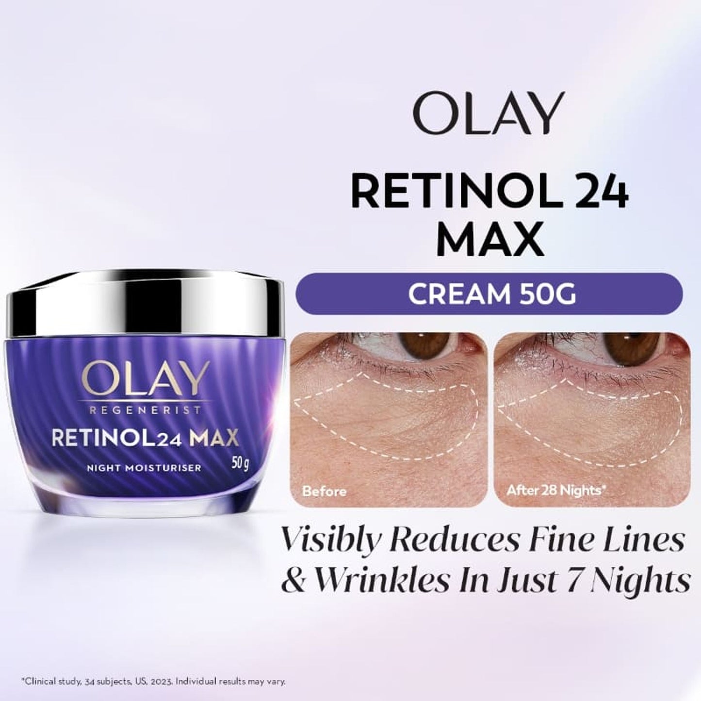 Olay Retinol 24 Max Anti Ageing Night Cream, Visibly Reduces Wrinkles In 7 Nights, Fragrance Free