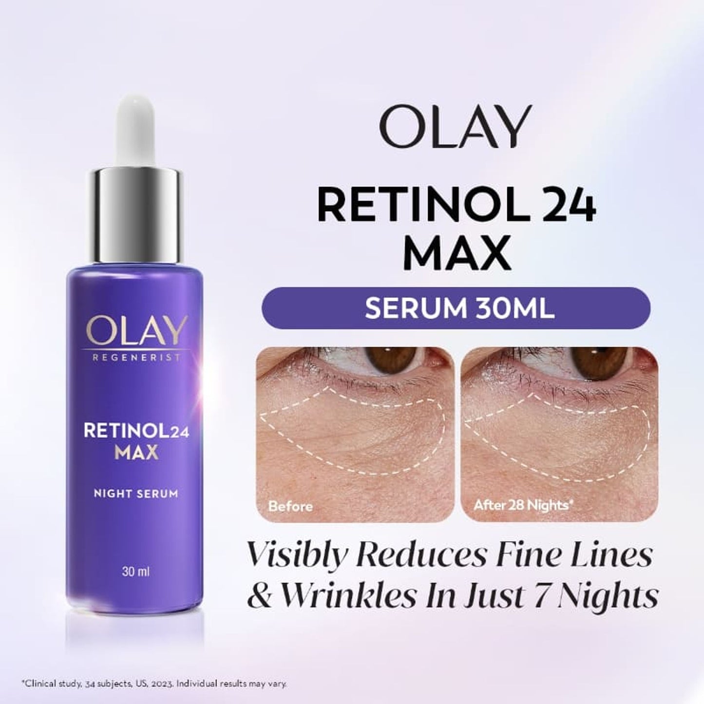 Olay Retinol 24 Max Anti Ageing Night Serum, Visibly Reduces Wrinkles In 7 Nights, Fragrance Free