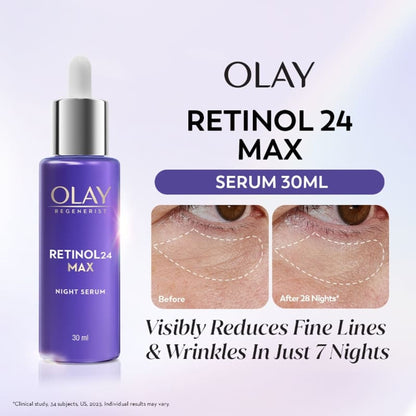 Olay Retinol 24 Max Anti Ageing Night Serum, Visibly Reduces Wrinkles In 7 Nights, Fragrance Free