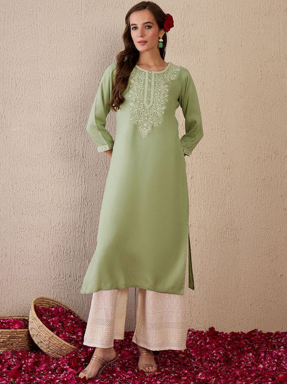 Dhiyona IE Women Floral Embroidered Thread Work Kurta