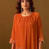 Dhiyona IE Women Floral Embroidered Regular Thread Work Kurta with Trousers