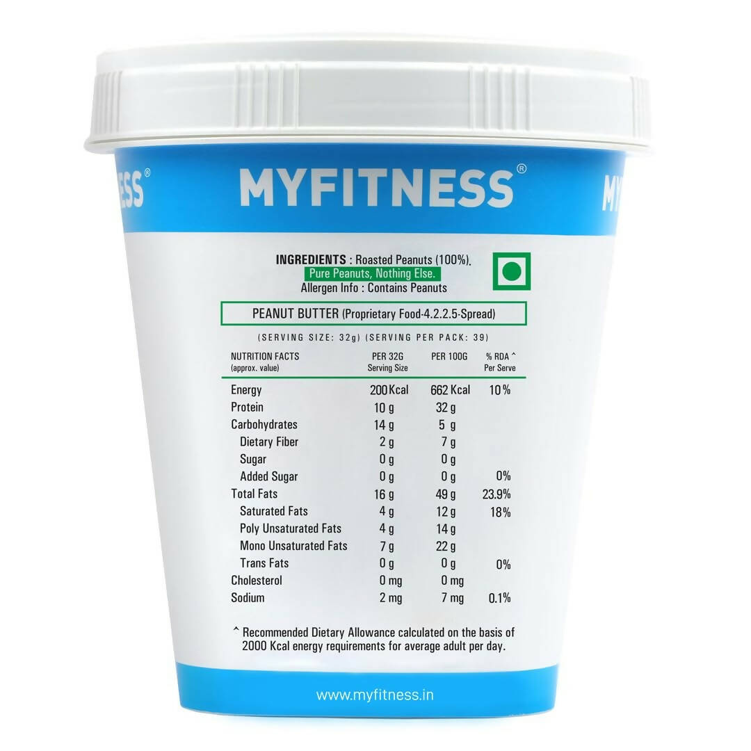 Myfitness All Natural Unsweetened Peanut Butter Crunchy - Indyancart