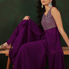 Dhiyona SN Women's Magenta Geometric Embroidered High Slit A-Line Kurta With Trouser