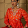 Dhiyona IE Bandhani Embroidered Empire Sequined A-Line Pure Cotton Kurta With Trousers