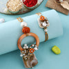 Dhiyona Orange Beaded Bhaiya Bhabhi Rakhi With Roli Chawal & Greeting Card