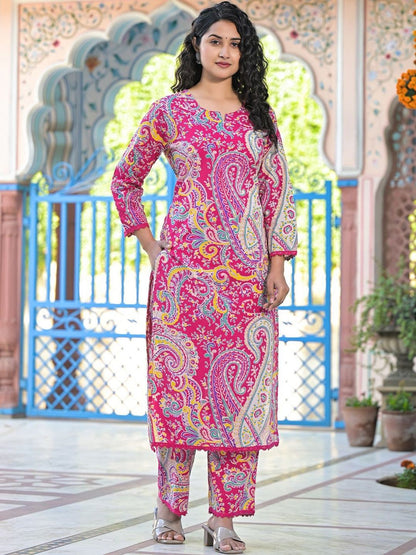 Women Paisley Printed Regular Pure Cotton Kurta with Palazzos