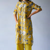 Women's Ceylon Yellow and Grey Bemberg Silk Printed Co-ord Set