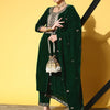Dhiyona VA Women'sZari Embroidered Straight Velvet Winter Kurta with Trousers & Embroidered Dupatta