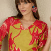 Dhiyona IE Women Floral Printed Regular Kurta with Trousers