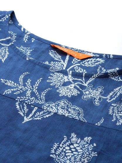Dhiyona IE Floral Printed Indigo Kurta