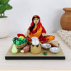 Niharika Collections Krishnanagar Handmade Terracotta Clay Idol, Mother Cooking Figurine, Sitting Human Figure Miniature, Traditional Indian Art Home Décor, Golu Display & Gifting, 15 x 10 x 10 cm