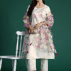 Indyancart IE Yoke Design Zari Pure Cotton Kurta With Trousers & Dupatta