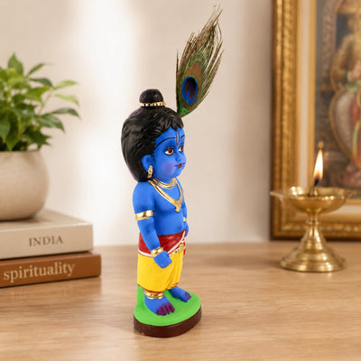 Niharika Collections Bal Krishna Clay Idols Handcrafted Divine Devotional Art Suitable for Home Decor, Gift Purpose (Pack of 1)