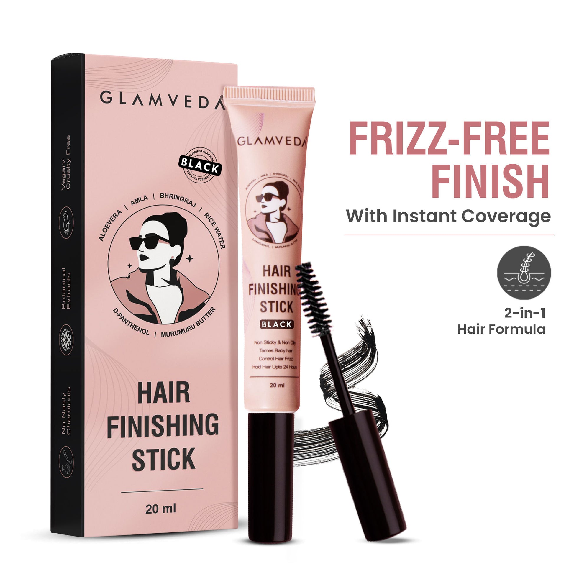 Glamveda Black Hair Finishing Stick - Frizz Control & Baby Hair Styler For 24-Hour Hold