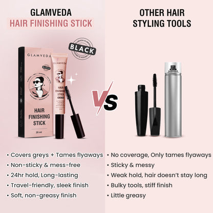 Glamveda Black Hair Finishing Stick - Frizz Control & Baby Hair Styler For 24-Hour Hold
