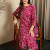Dhiyona IE Pink Geometric Printed Notch Neck Straight Kurta