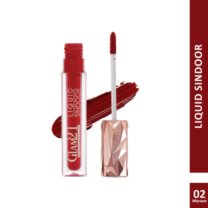 GLAM21 Liquid Sindoor Sponge Tip Applicator Smudge - Maroon