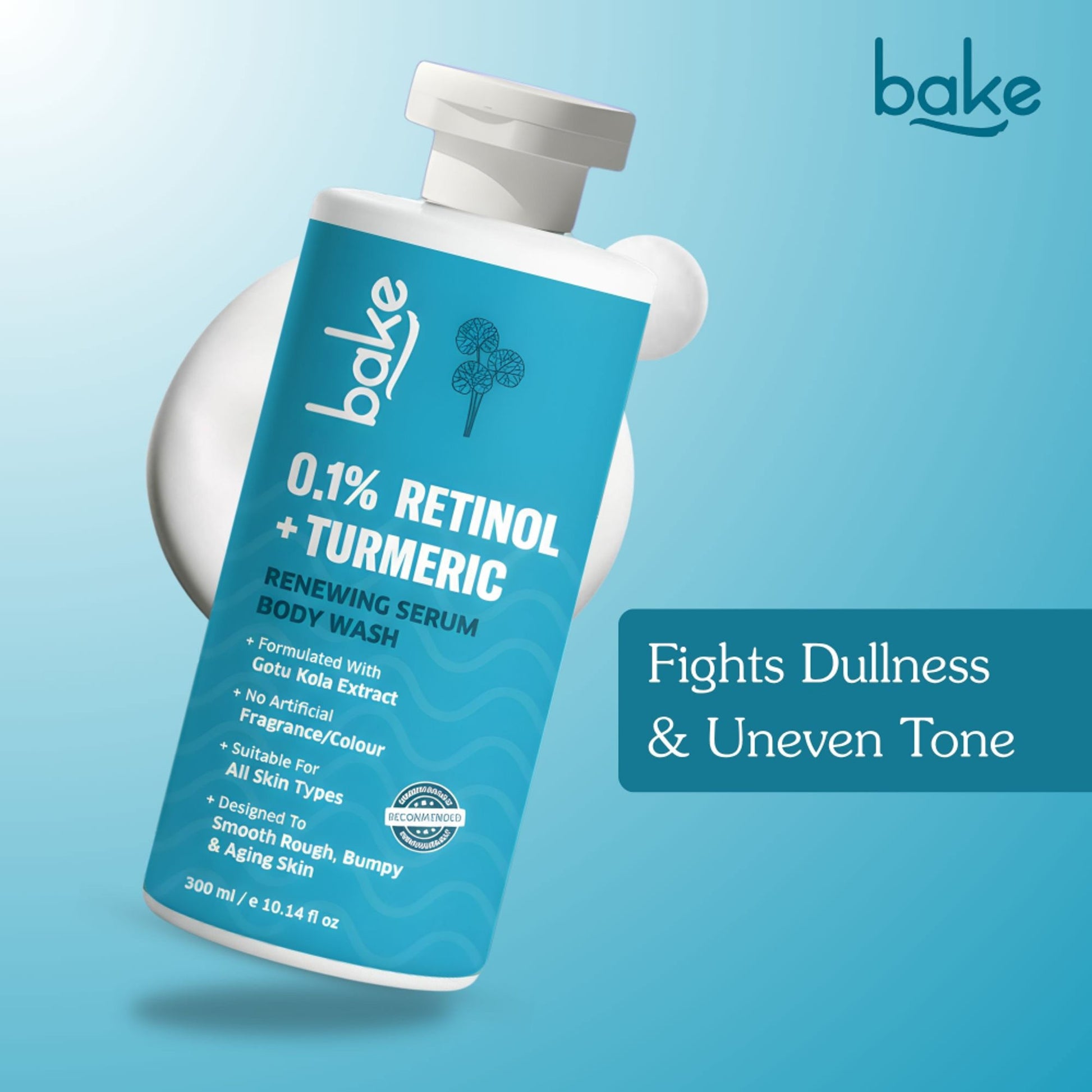 BAKE 0.1% Retinol & Turmeric Renewing Serum Body Wash for Anti-Aging, Fine Lines & Skin Elasticity