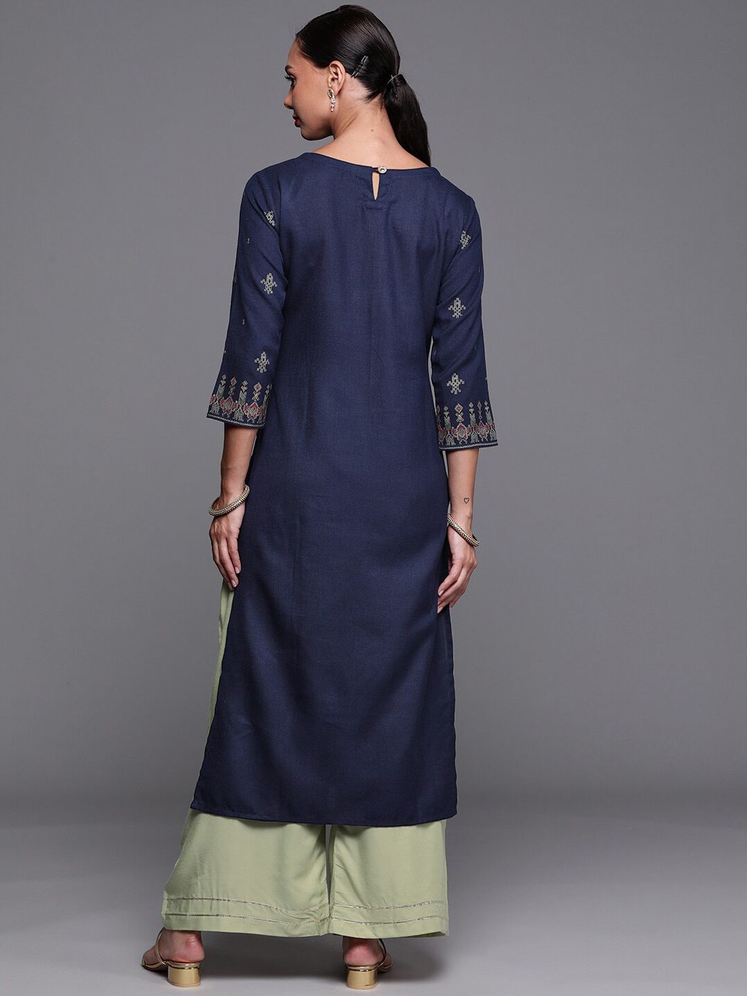 Indyancart IE Women Ethnic Motifs Printed Straight Cotton Kurta