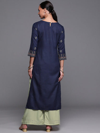 Indyancart IE Women Ethnic Motifs Printed Straight Cotton Kurta