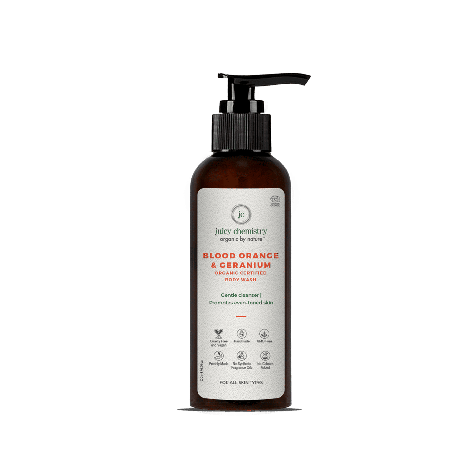 Juicy Chemistry Organic Body Wash Fortified with Blood Orange + Geranium