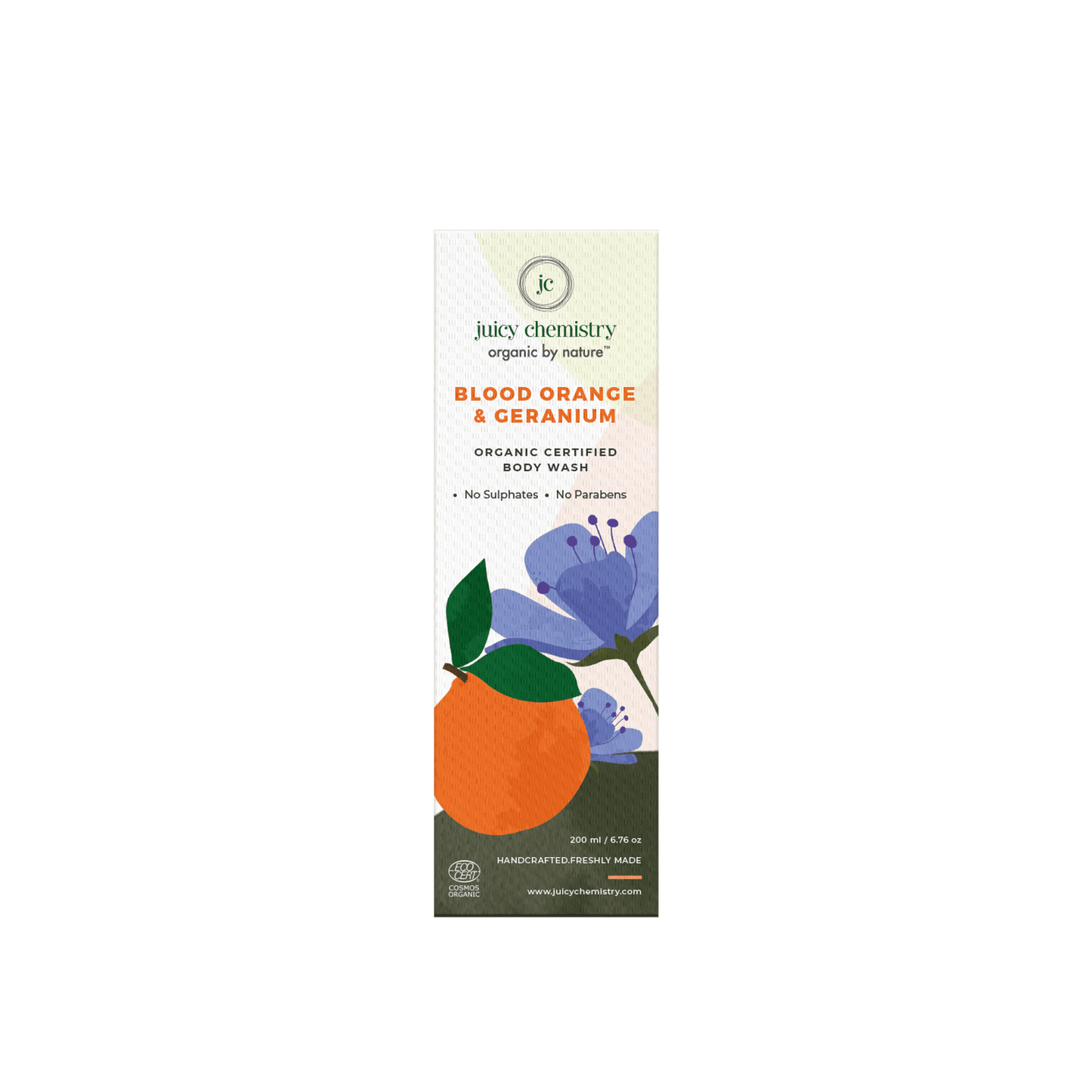 Juicy Chemistry Organic Body Wash Fortified with Blood Orange + Geranium