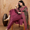 Dhiyona SN Women's Pink Floral Embroidered Zari Sequence A-Line Kurta & Trousers With Dupatta