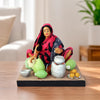Niharika Collections Krishnanagar Handmade Terracotta Clay | Basic- Sitting Human Figure Miniature Idol - Mother's Hand Cooking | Home Decor, Golu Display and Gifting
