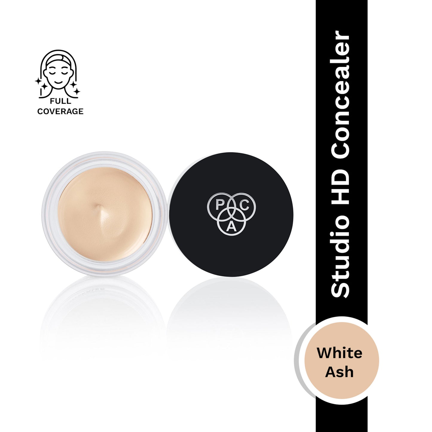 PAC Studio HD Concealer - Lightweight Full Coverage, Non Drying Creamy Blendable Formula - White Ash