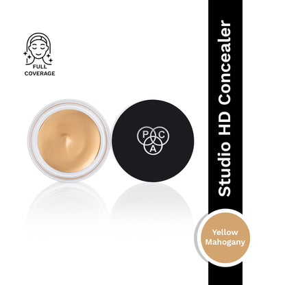 PAC Studio HD Concealer - Lightweight Full Coverage, Non Drying Creamy Blendable Formula - Yellow Mahogany