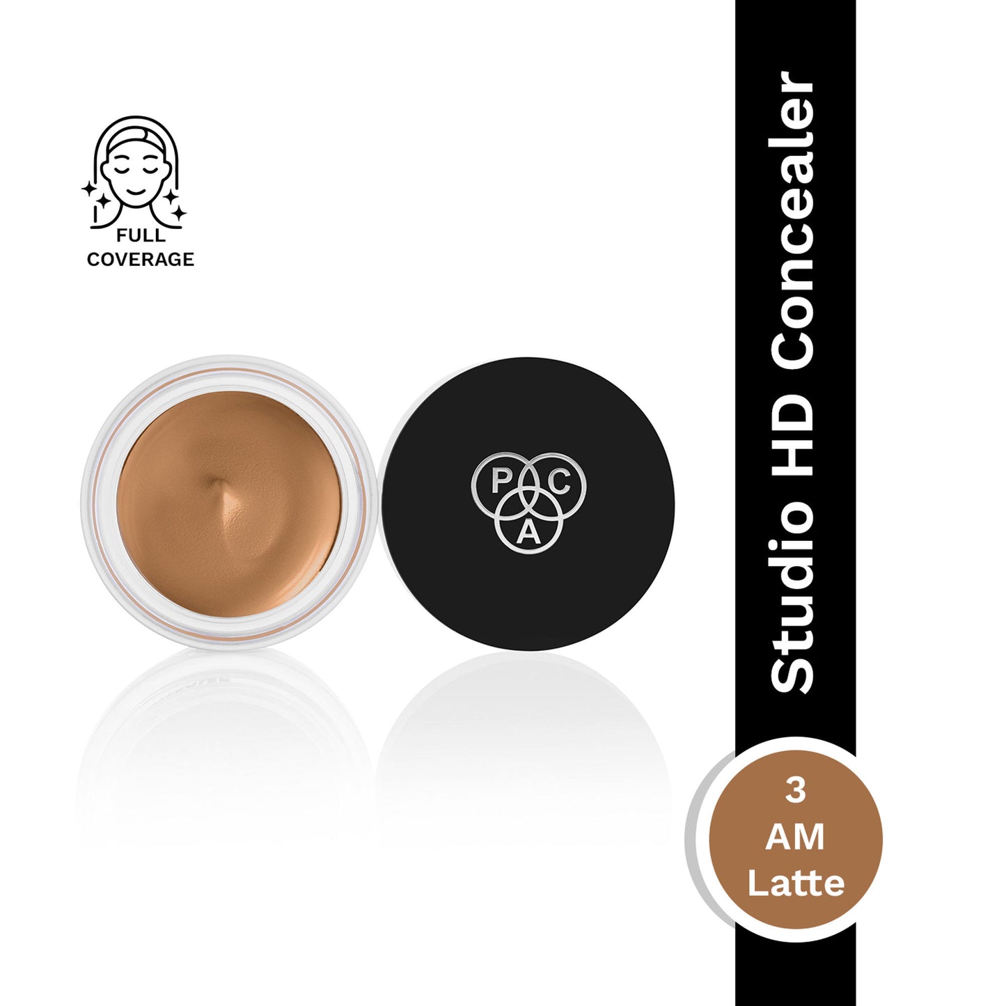 PAC Studio HD Concealer - Lightweight Full Coverage, Non Drying Creamy Blendable Formula - 3 Am Latte