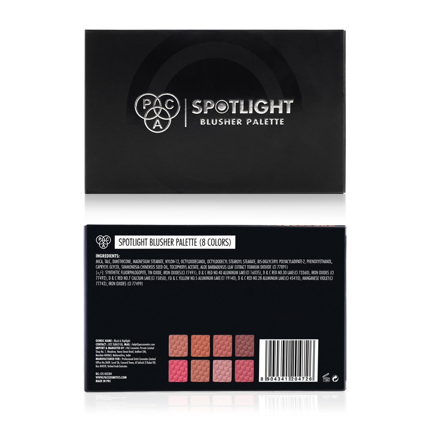 PAC Spotlight Blusher Palette X8 - All in One MUA Palette, High Payoff, Shades for Every Skin Tone
