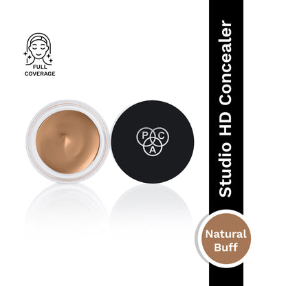 PAC Studio HD Concealer - Lightweight Full Coverage, Non Drying Creamy Blendable Formula - Natural Buff