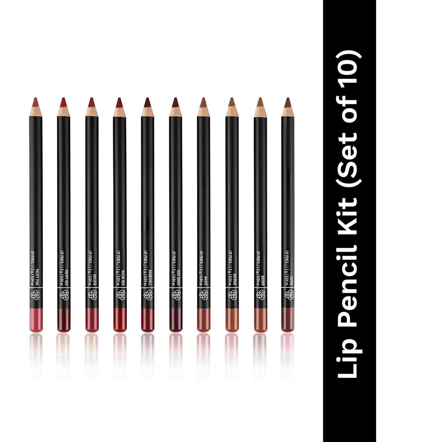 PAC Studio Lip Pencil Vault Set of 10 - Creamy Non Drying, Longwear Intense Pigment, Matte Finish