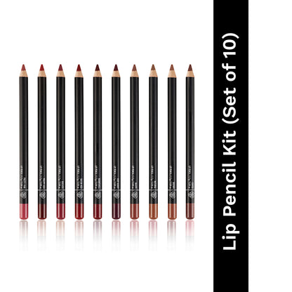 PAC Studio Lip Pencil Vault Set of 10 - Creamy Non Drying, Longwear Intense Pigment, Matte Finish