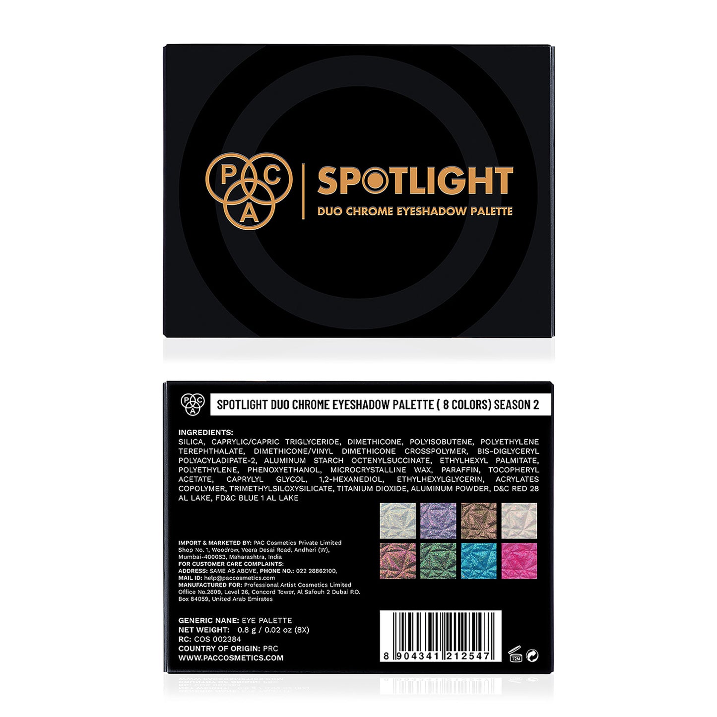 PAC Spotlight Duo Chrome Palette Season 2 - Intensely Pigmented, Buttery Smooth Multi Chrome Shades