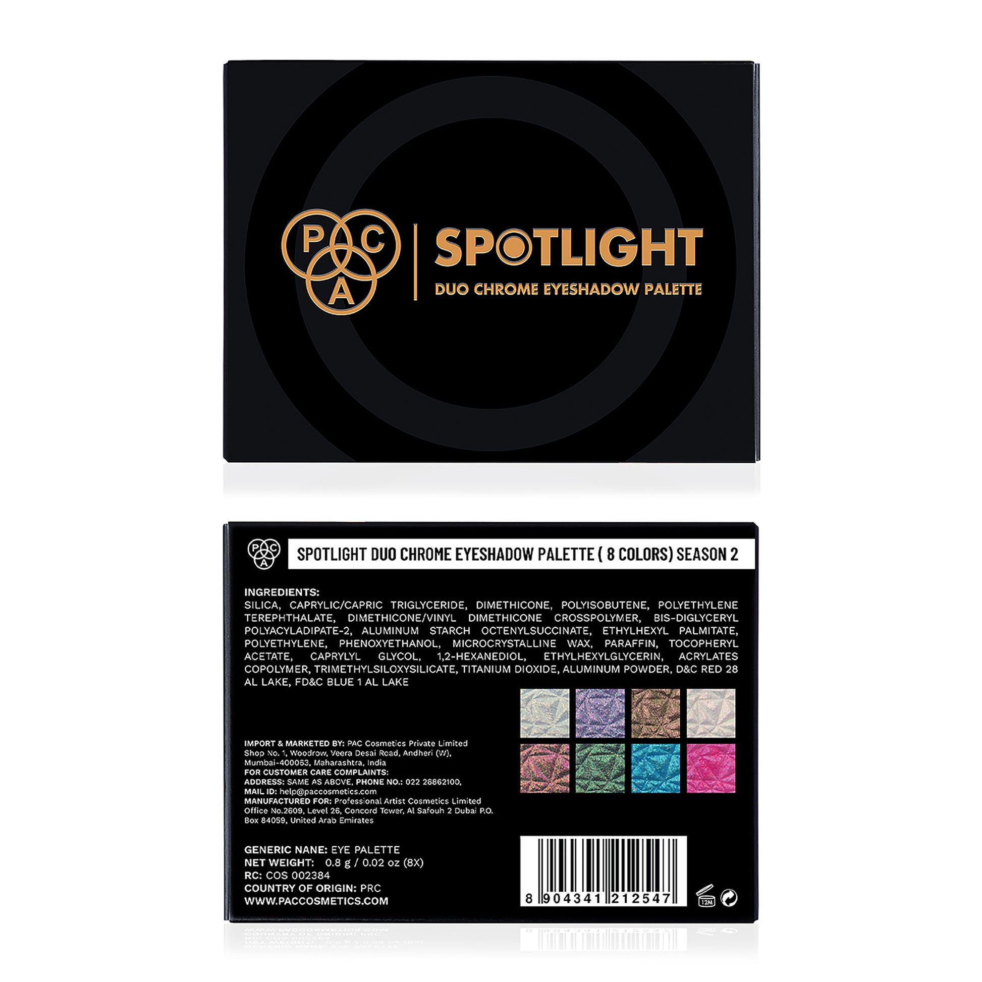 PAC Spotlight Duo Chrome Palette Season 2 - Intensely Pigmented, Buttery Smooth Multi Chrome Shades