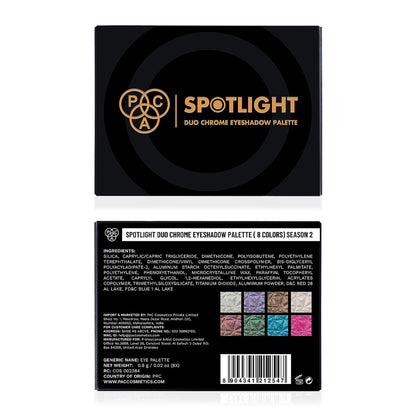 PAC Spotlight Duo Chrome Palette Season 2 - Intensely Pigmented, Buttery Smooth Multi Chrome Shades