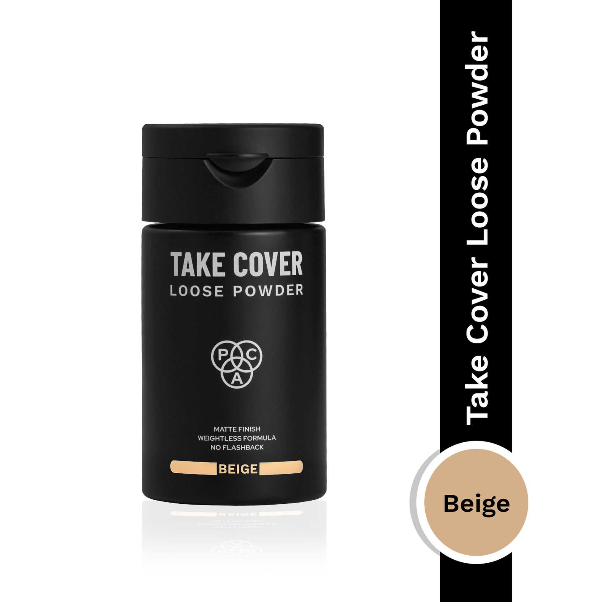 PAC Take Cover Loose Powder - Lightweight Matte Finish, Zero Flashbacks, Mess Free Dispenser - Beige