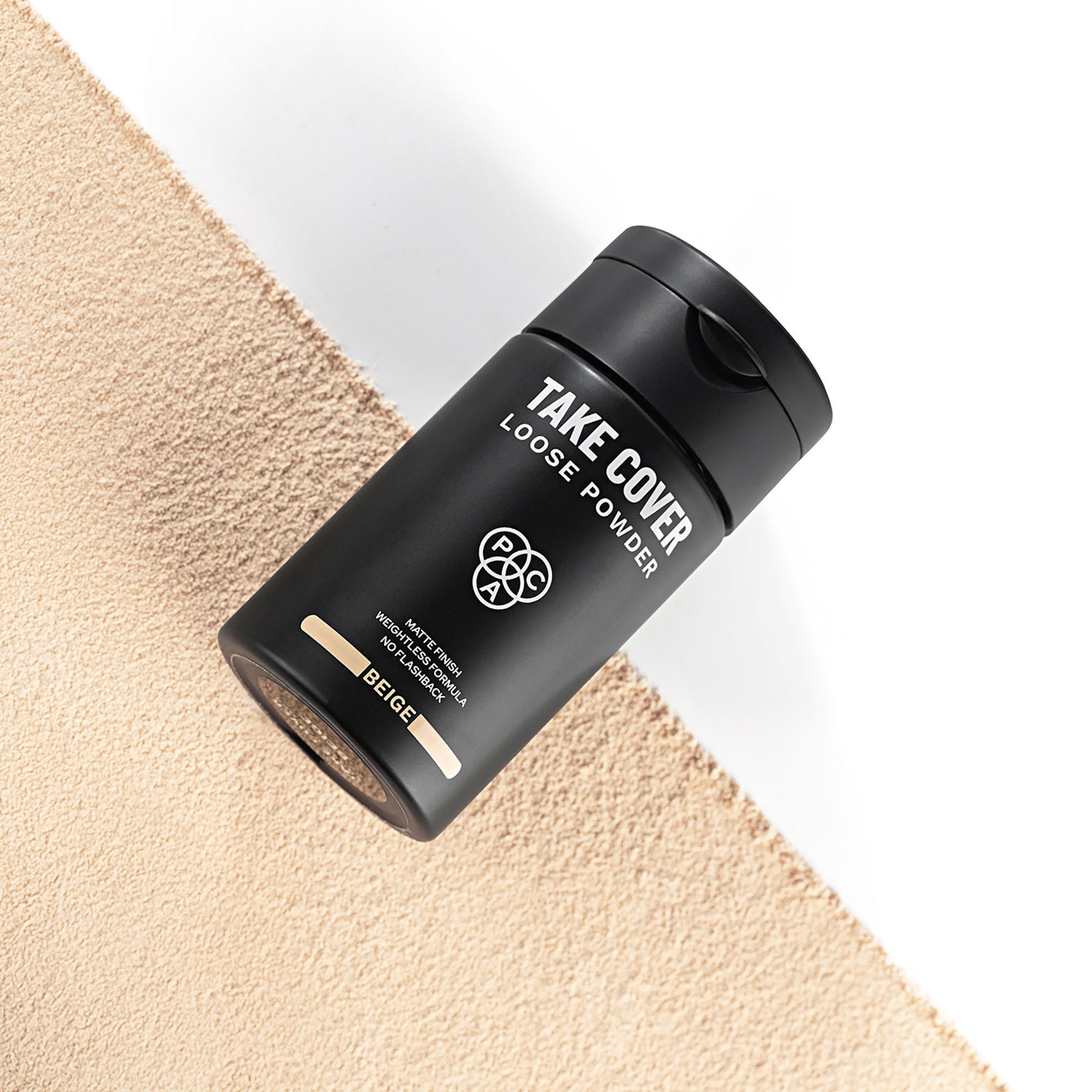 PAC Take Cover Loose Powder - Lightweight Matte Finish, Zero Flashbacks, Mess Free Dispenser - Beige