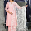 Dhiyona VA Women'sFloral Thread Zari Embroidered Straight Kurta & Trousers With Dupatta