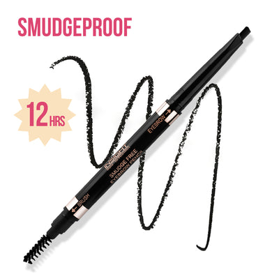 Insight Cosmetics Smudge Free Eyebrow Pencil, 2 In1 Define & Blend,12hrs Long Lasting - Black