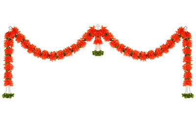 Toran for Main Door Entrance, Bandarwal for Festival, Pooja Mandir & Wedding, Handmade Traditional Flower Hanging for Home & Office Decor (42 inches 18 inches) Red