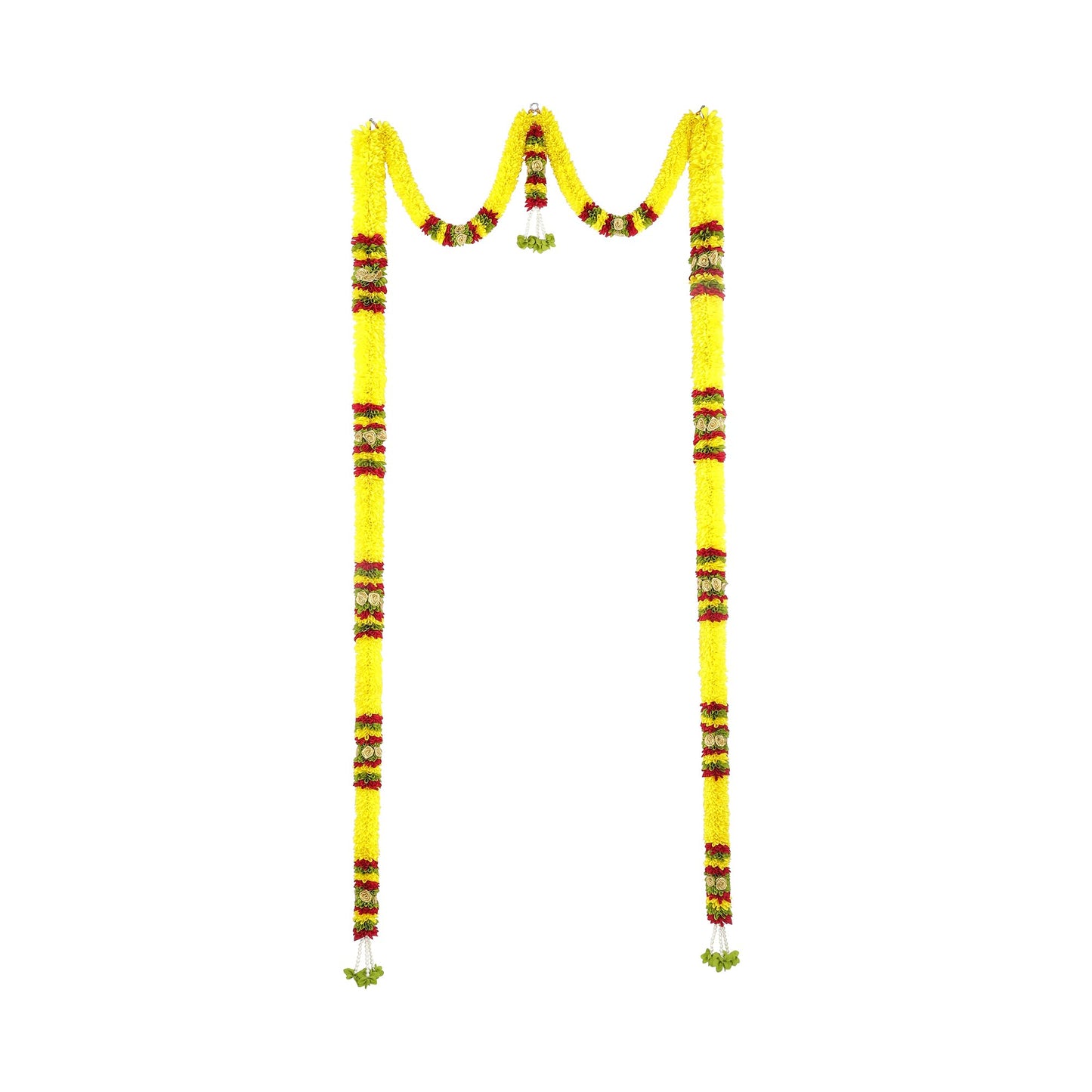 Toran for Main Door Entrance, Bandarwal for Festival, Pooja Mandir & Wedding, Handmade Traditional Flower Hanging for Home & Office Decor (42 inches 72 inches) Yellow